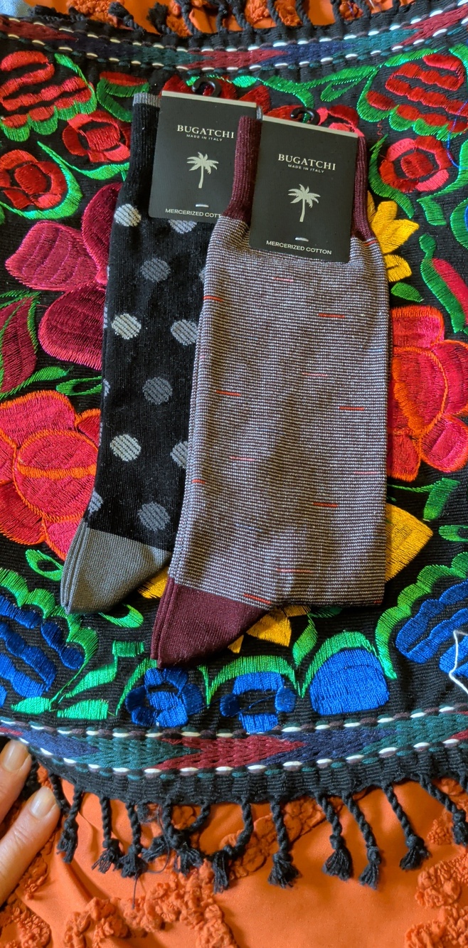 Bugatchi Men's Mixed Pattern Dress Socks - Black & Brown
